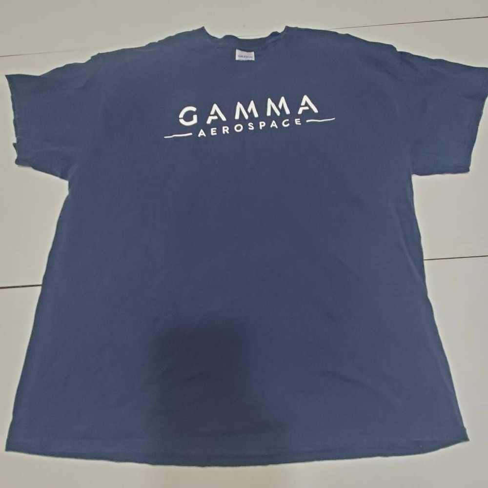 Gamma Aerospace Mens Gildan Graphic T-Shirt Blue White Crew Neck Cotton XL